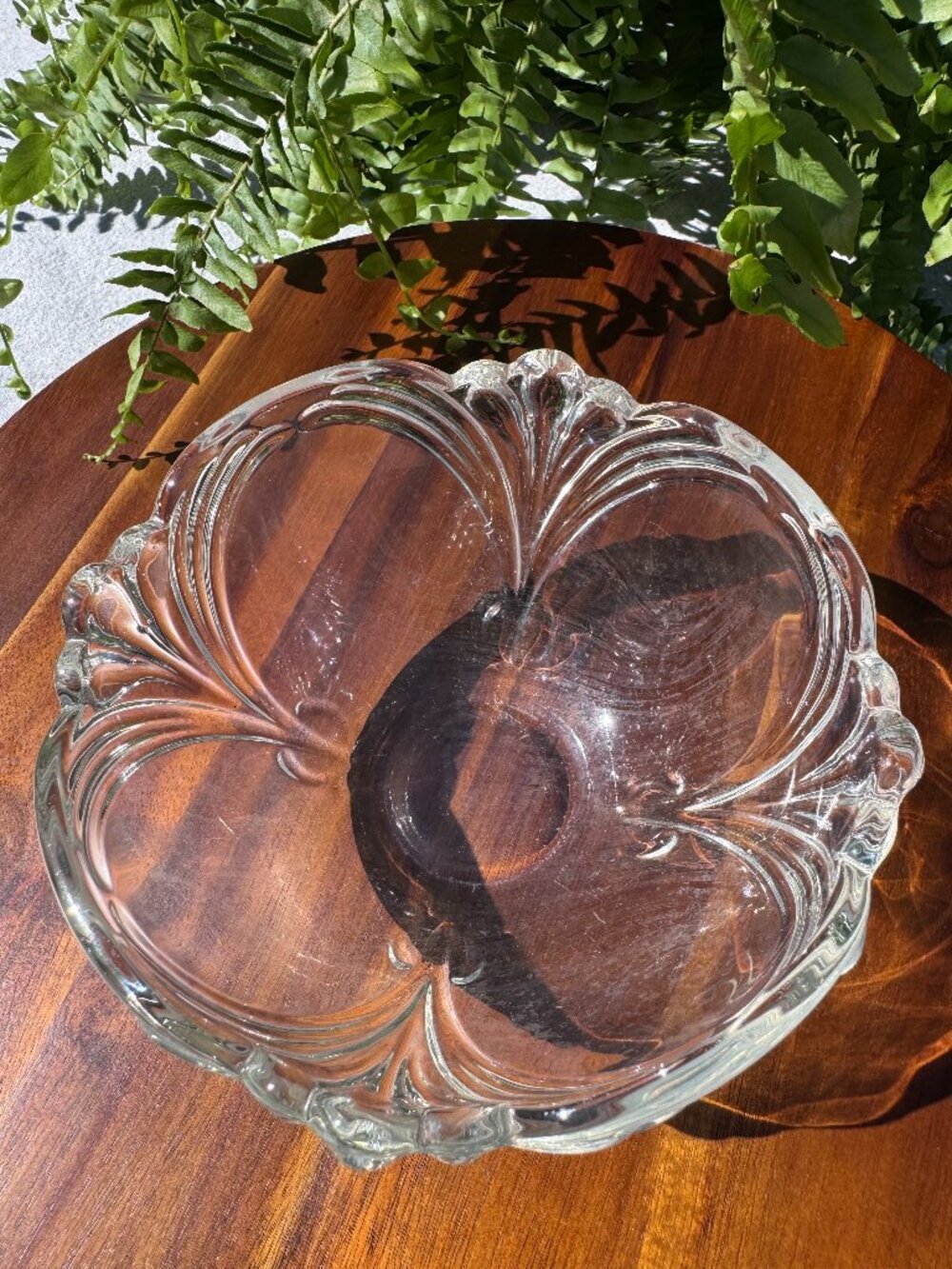 Vintage Mikasa Crystal Serving Bowl French Bouquet Embossed Floral Glass Dish